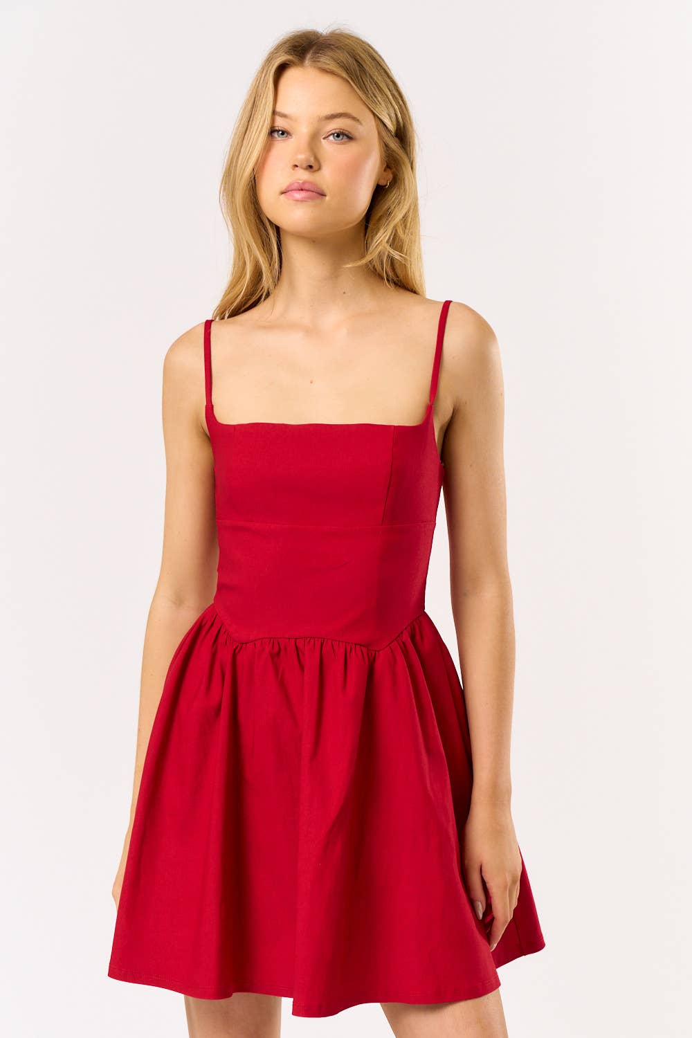 red mini dress fit and flare Women's Fit And Flare Mini Dress in Red
